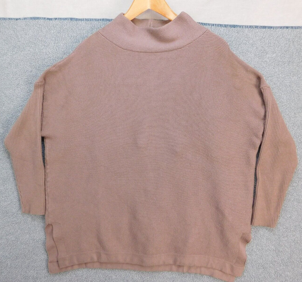 Efan Women's L Casual Viscose Mock Neck Tan Sweater
